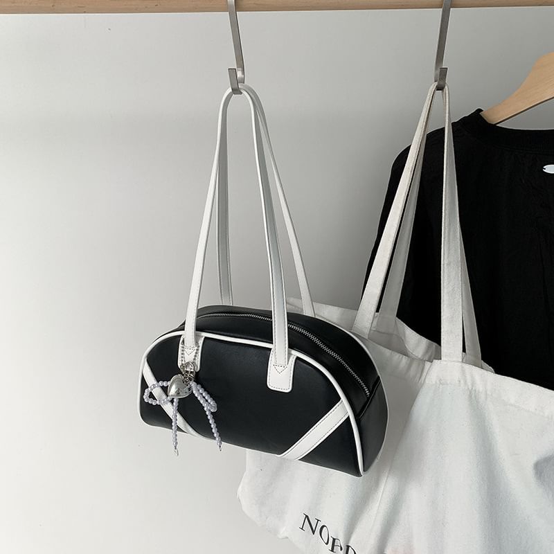 Bag Faux Leather Bowler Striped