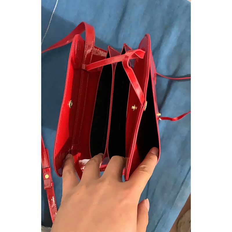 Flap Bag Bow Faux Leather Crossbody