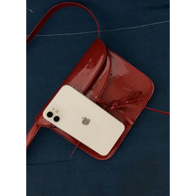 Flap Bag Bow Faux Leather Crossbody