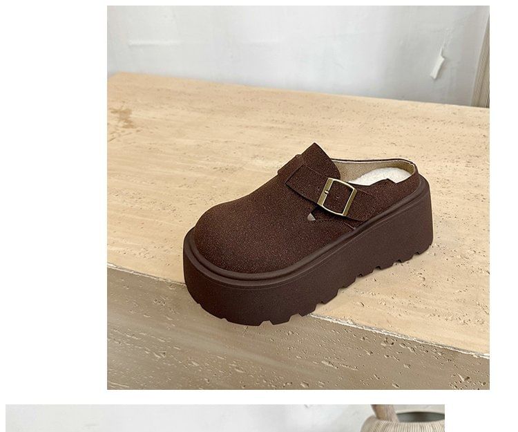 Suede Buckled Faux Mules Platform