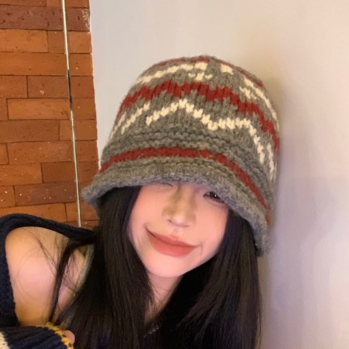 Patterned Bucket Hat Knit