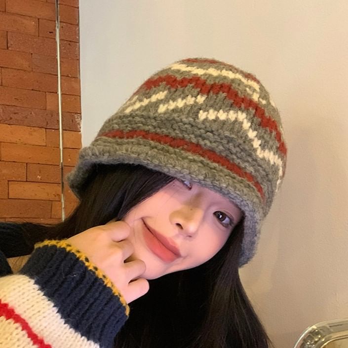 Patterned Bucket Hat Knit