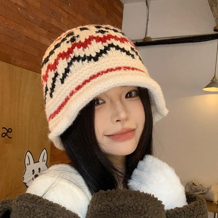 Patterned Bucket Hat Knit