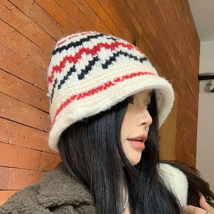 Patterned Bucket Hat Knit