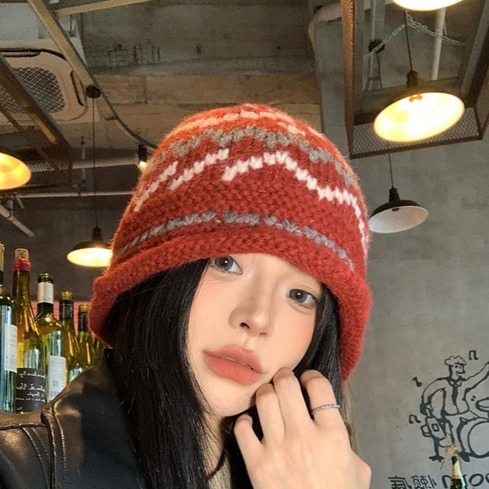 Patterned Bucket Hat Knit