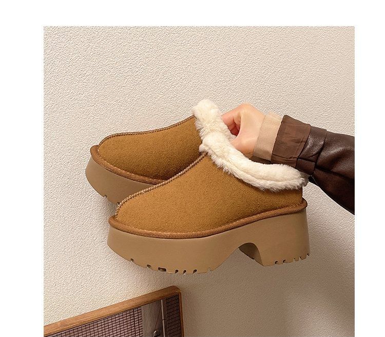Ankle Platform Fleece-Lined Boots