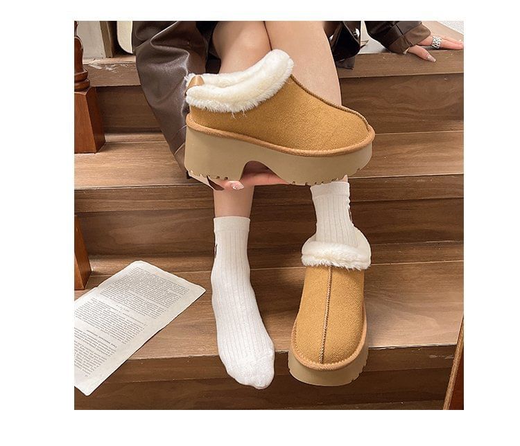 Ankle Platform Fleece-Lined Boots