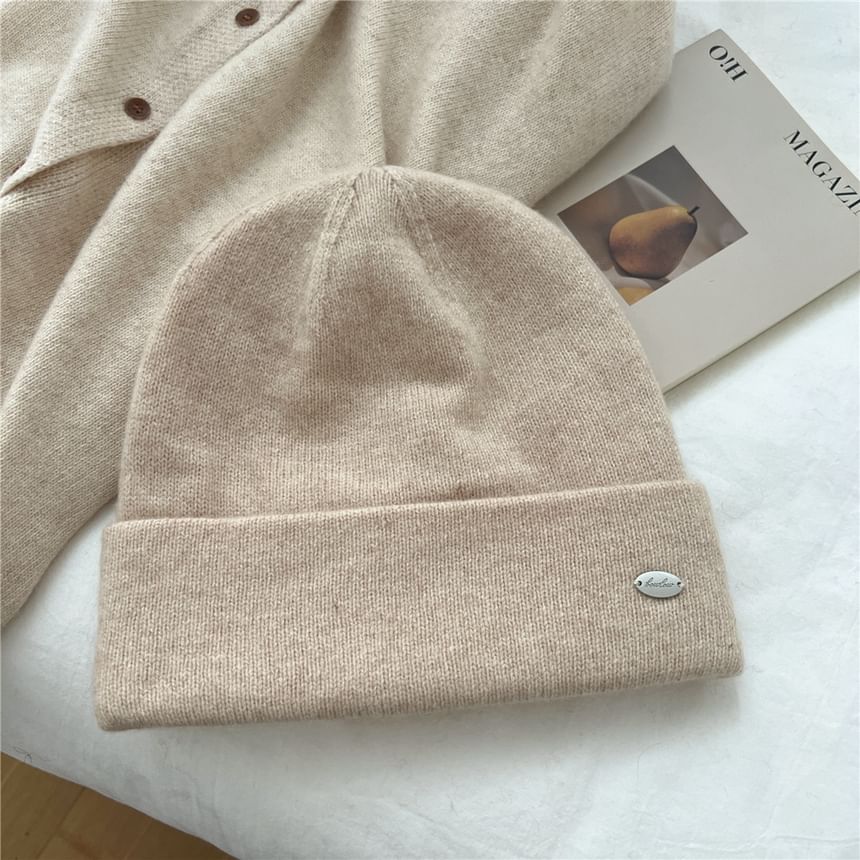 Metal Plate Knit Beanie