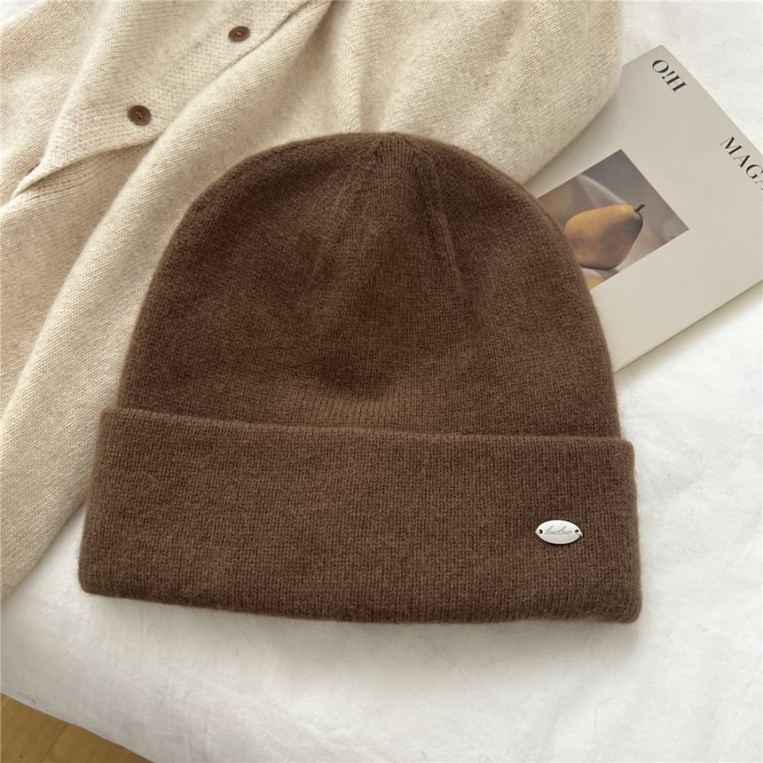 Metal Plate Knit Beanie