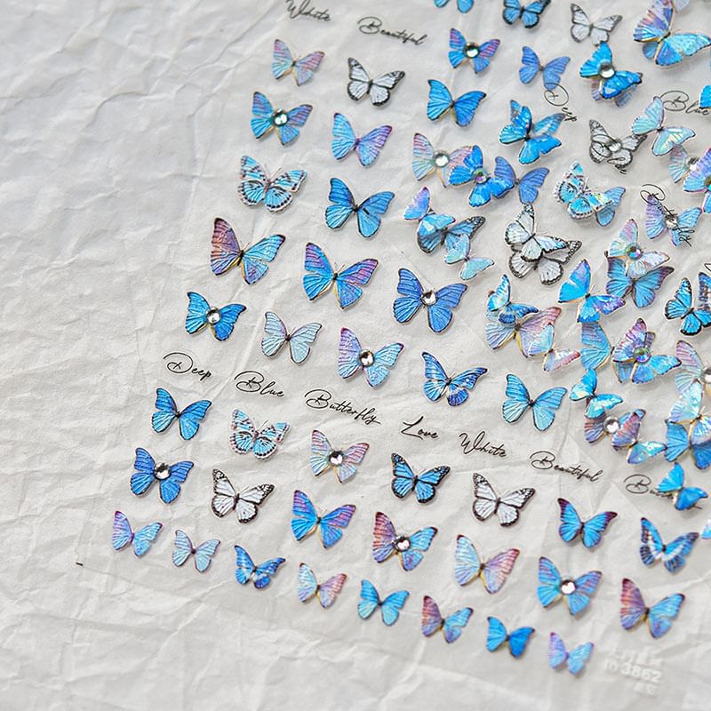 Blue Butterfly Nail Art Stickers