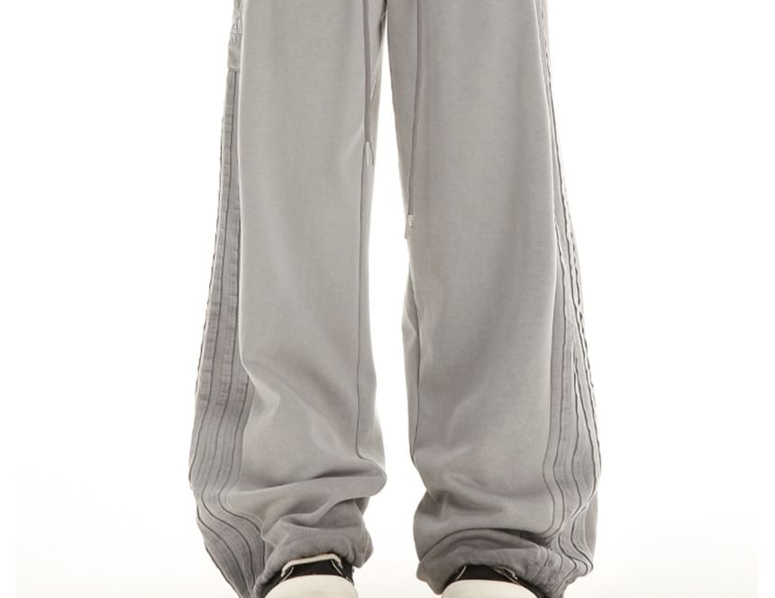 Low Waist Plain Striped Loose-Fit Wide-Leg Sweatpants