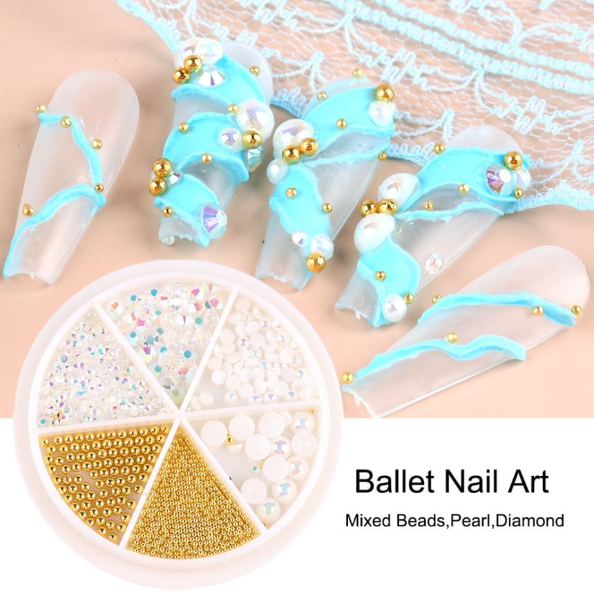 Faux Pearl / Metallic Bead / Rhinestone Nail Art Decoration / Set (Various Designs)