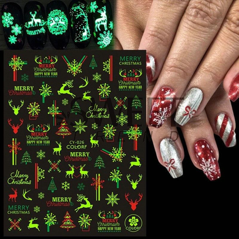 Christmas Fluorescent Nail Art Stickers