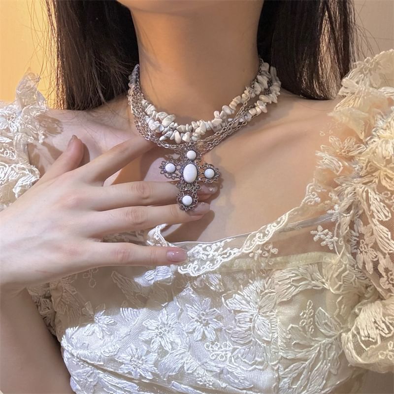 Beaded Necklace Cross