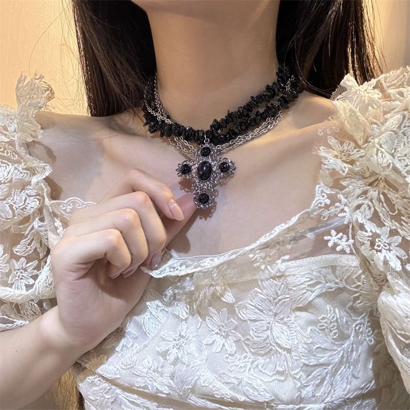 Beaded Necklace Cross