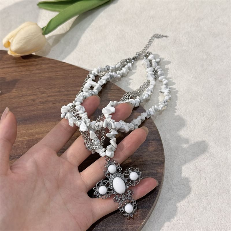 Beaded Necklace Cross