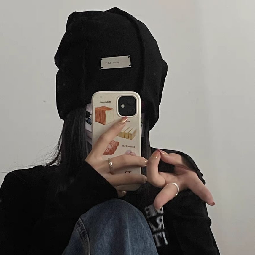 / Plain Knit Panel Beanie Ribbed