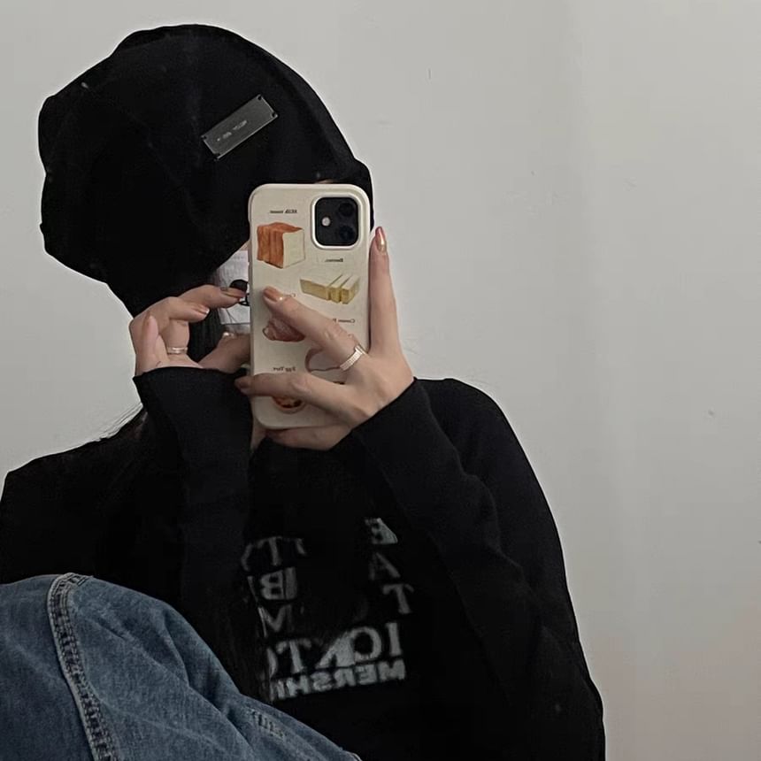 / Plain Knit Panel Beanie Ribbed