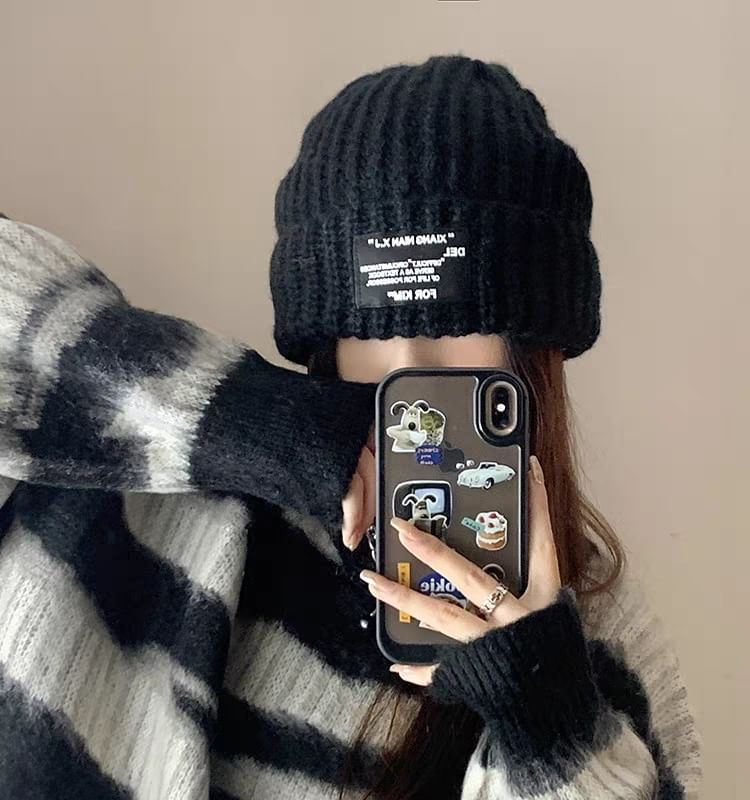 Knit Beanie Ribbed Applique