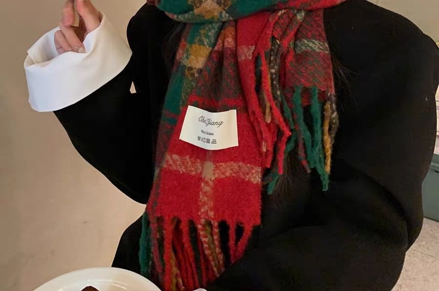 Fringe Scarf Plaid