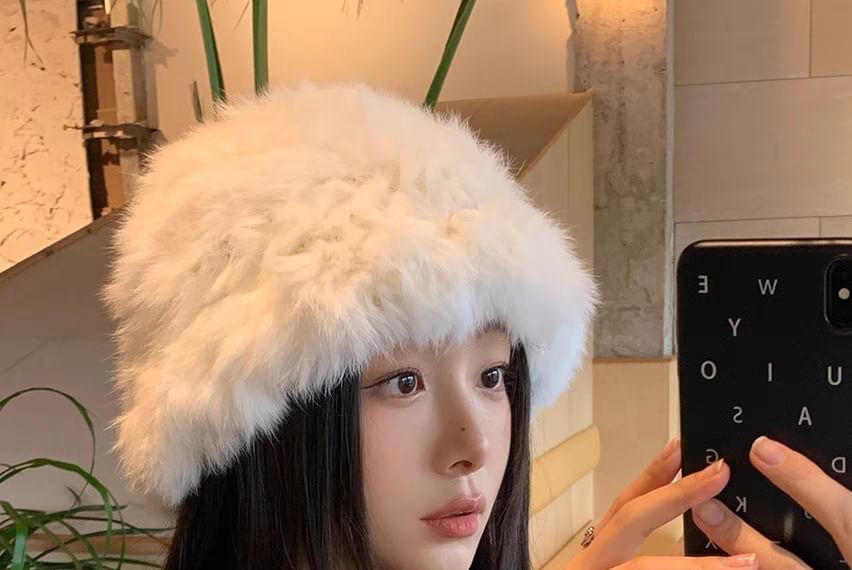 Faux Plain Bucket Star Hat Fur /
