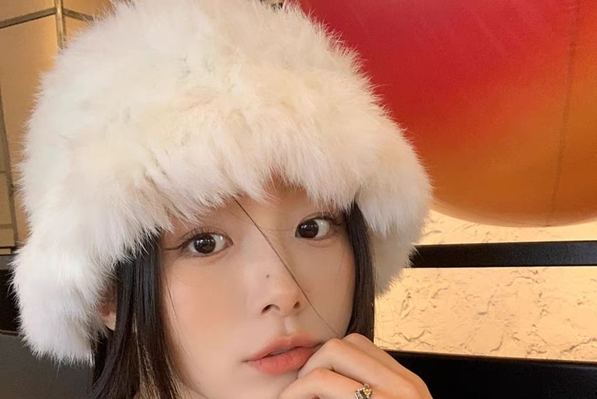 Faux Plain Bucket Star Hat Fur /