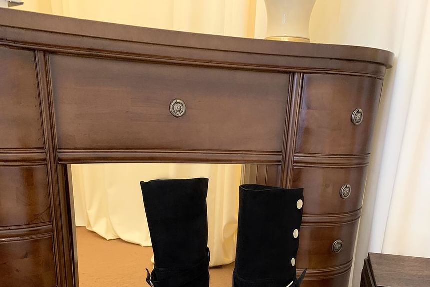 Platform Over-the-Knee Buckled Boots Plain