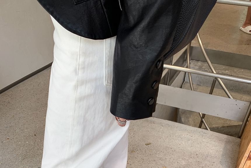 Platform Genuine Mid-Calf Boots Leather Plain