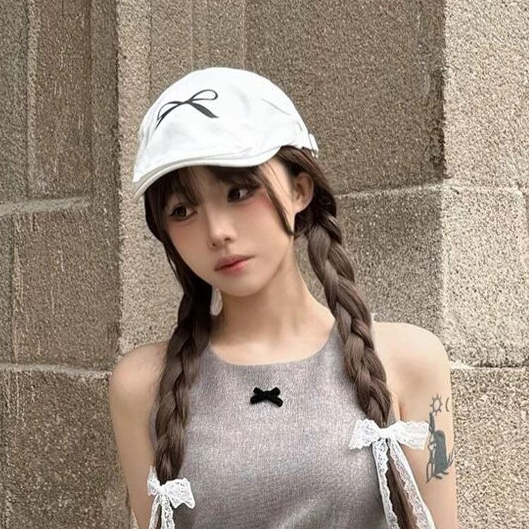 Cap Newsboy Print Bow