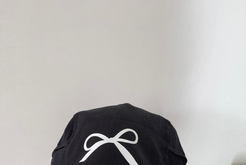 Cap Newsboy Print Bow