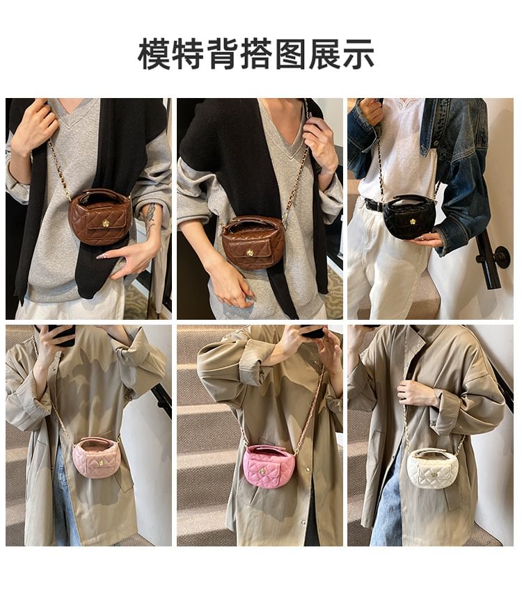 Strap Crossbody Faux Bag Quilted Leather Chain