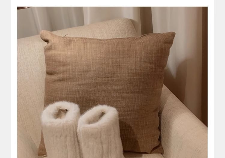 Calf Snow Platform Boots Fluffy Mid Panel