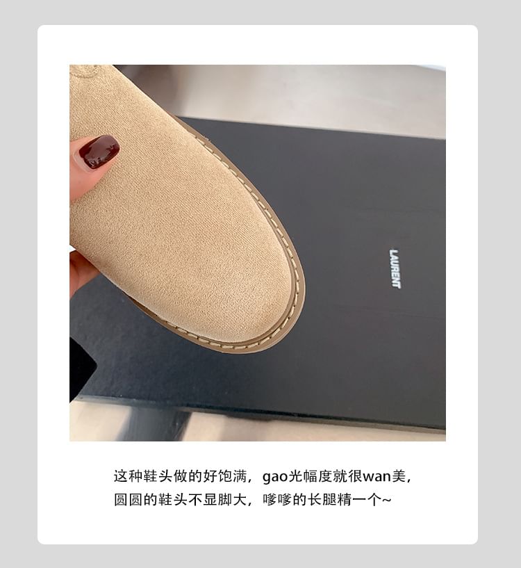 Button Buckled Calf Boots Platform Mid