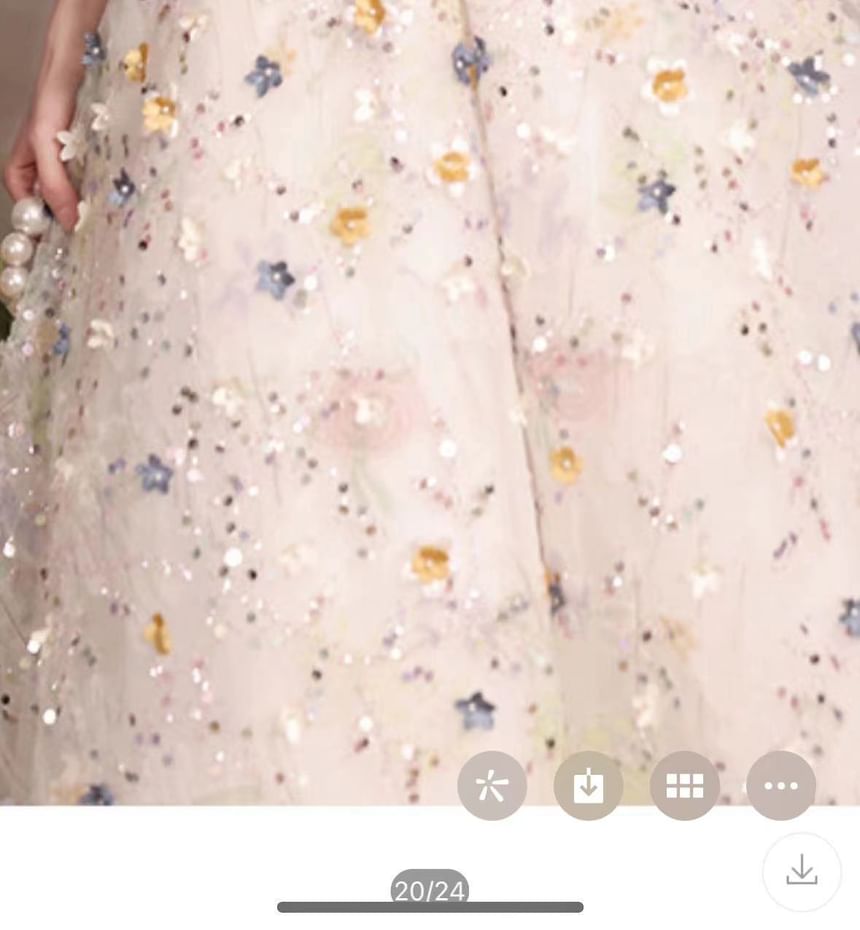 Gown Embroidered Evening A-Line Designs) Floral (Various Sequin