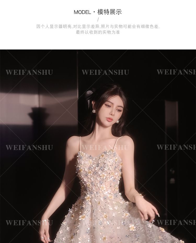 Gown Embroidered Evening A-Line Designs) Floral (Various Sequin