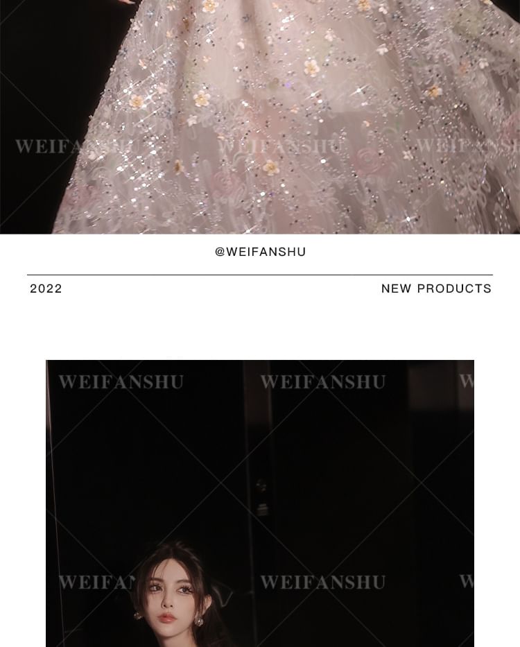 Gown Embroidered Evening A-Line Designs) Floral (Various Sequin