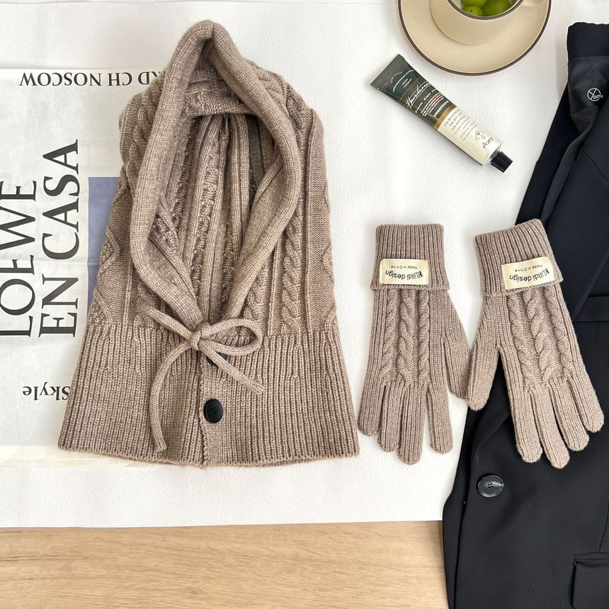 Set Knit Plain / Balaclava Gloves