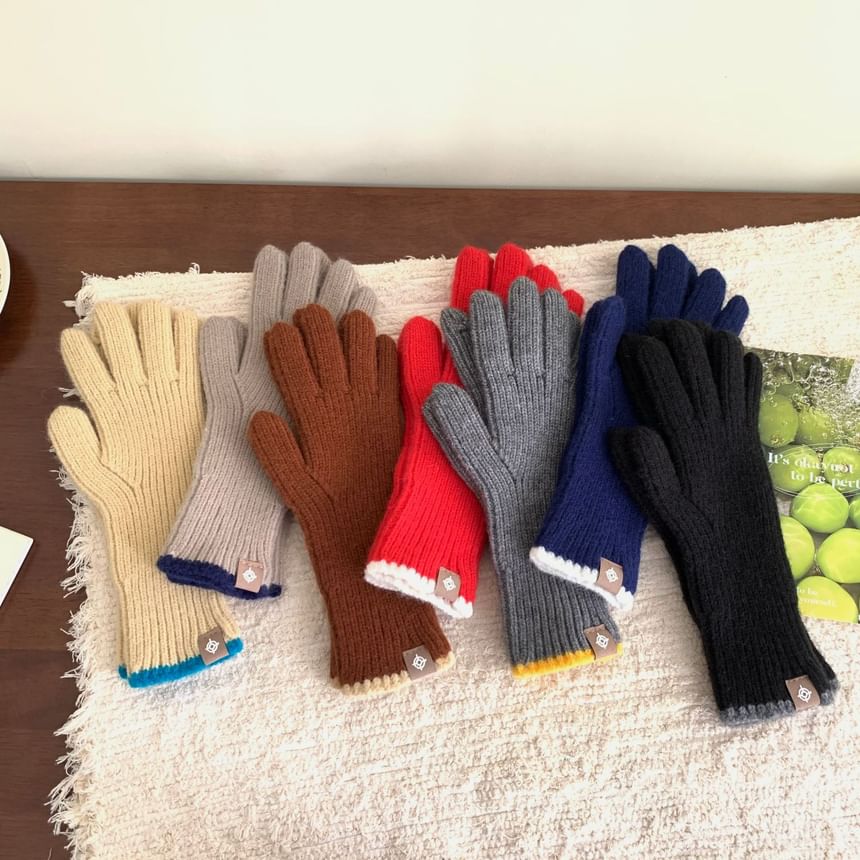 Two-Tone Gloves Knit Touchscreen