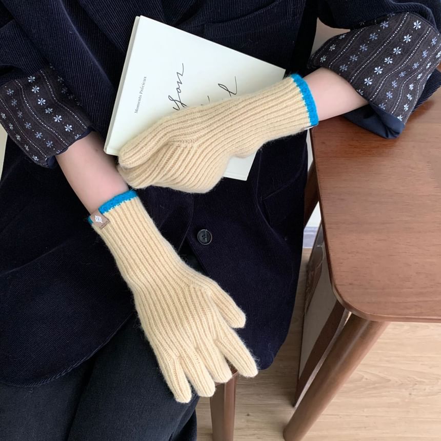Two-Tone Gloves Knit Touchscreen