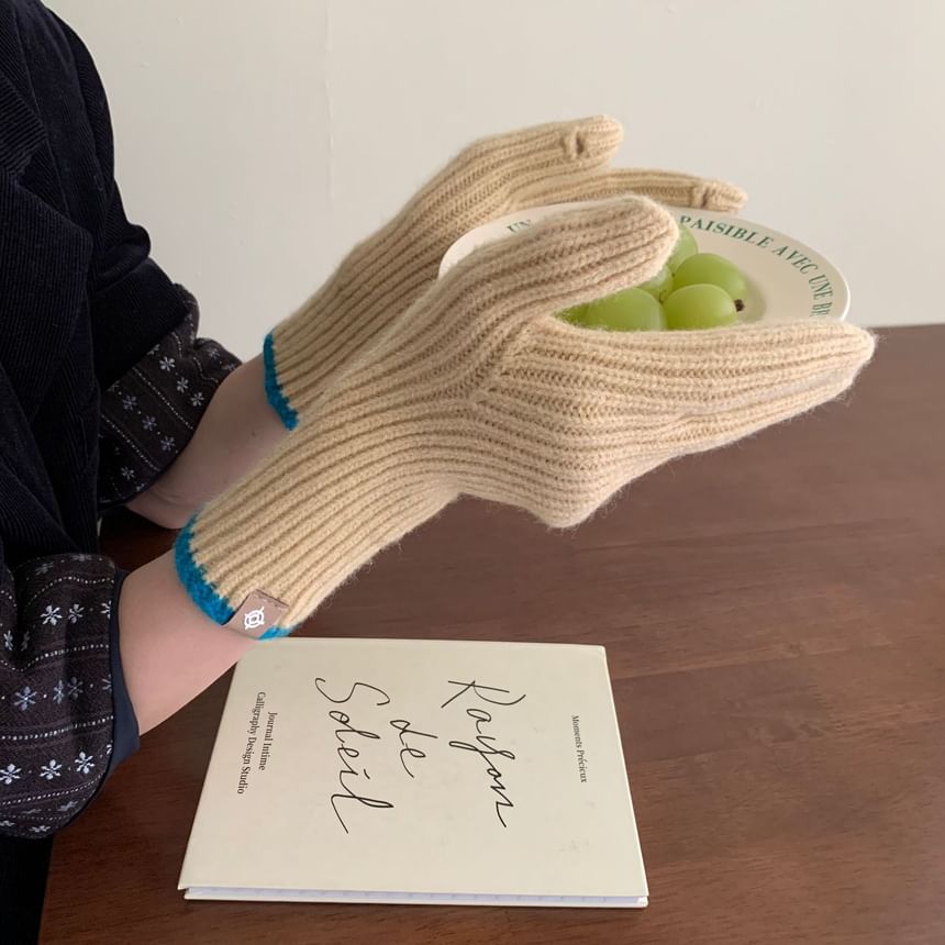 Two-Tone Gloves Knit Touchscreen