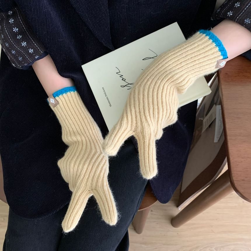 Two-Tone Gloves Knit Touchscreen