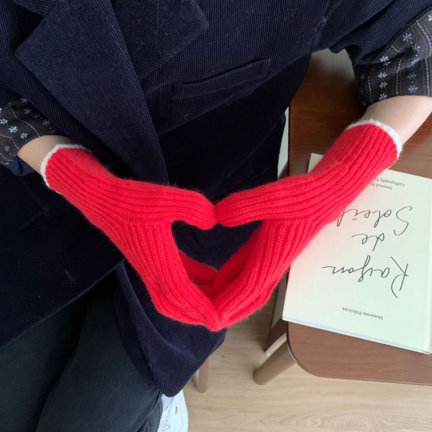 Two-Tone Gloves Knit Touchscreen