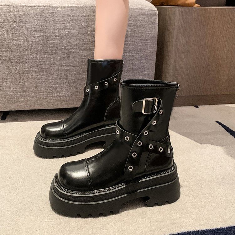 Buckled Platform Boots