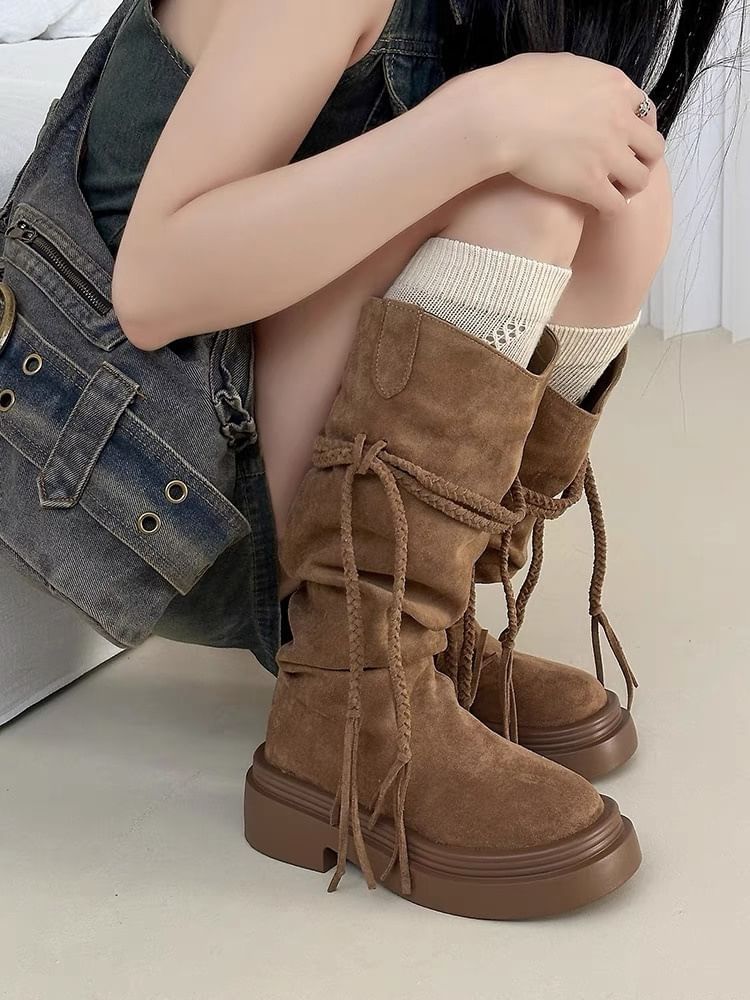 Boots Mid Plain Calf Platform