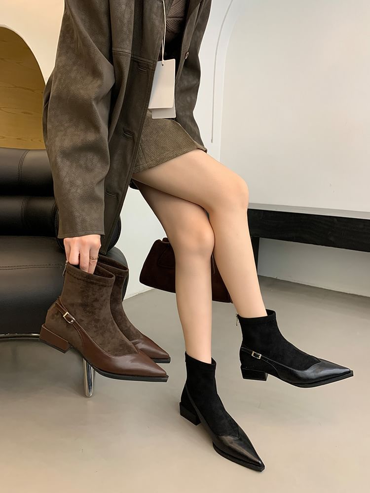 Short Pointed Heel Low Boots Toe