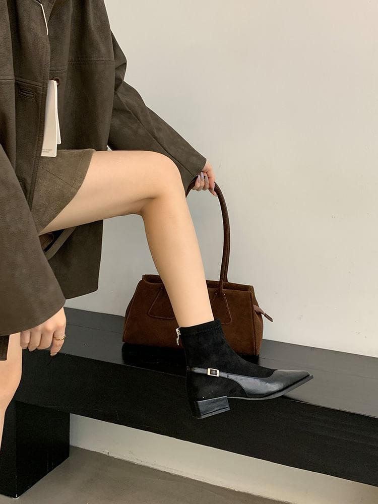 Short Pointed Heel Low Boots Toe