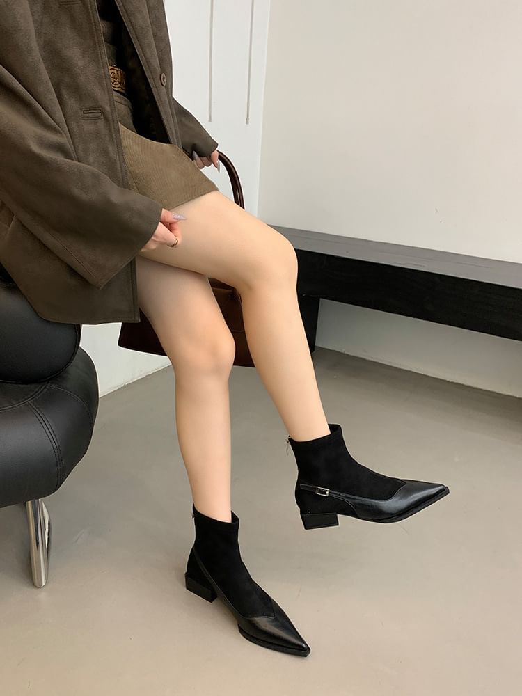 Short Pointed Heel Low Boots Toe