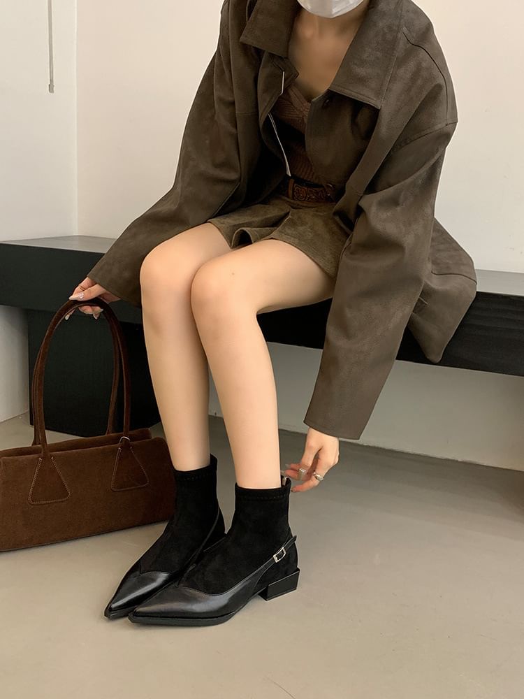 Short Pointed Heel Low Boots Toe