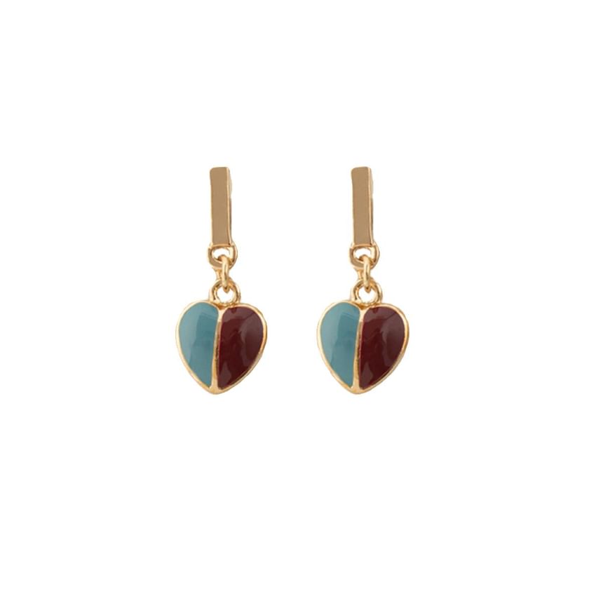 Earring Drop Heart Alloy Glaze