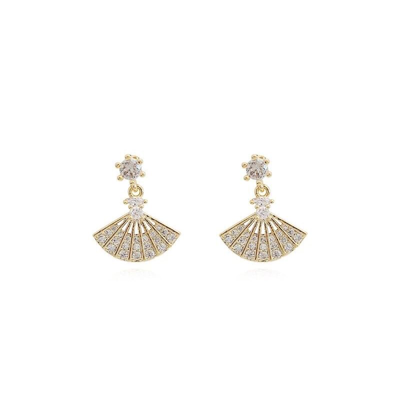 Alloy Earring Drop Rhinestone Fan